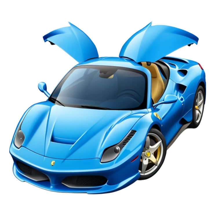 a blue Ferrari in iPhone emoji style sticker