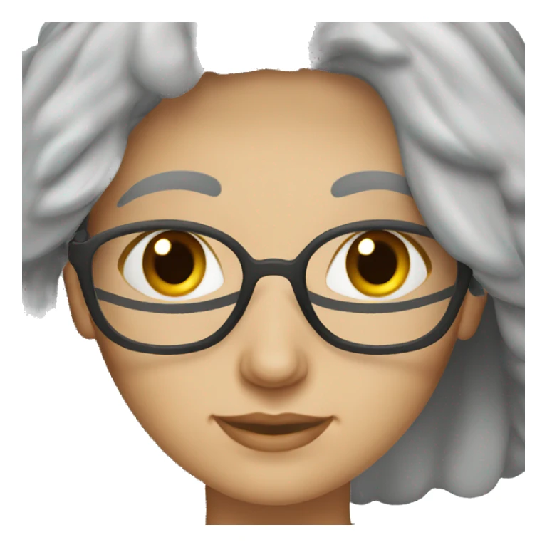 gray hair woman with brown eyes working on laptop sticker