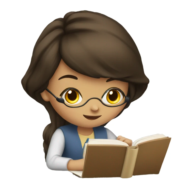 brunette girl studying sticker