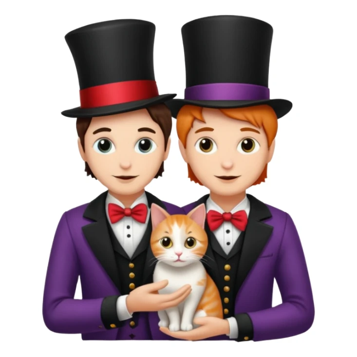 I'llmagician couple and their pet cat sticker