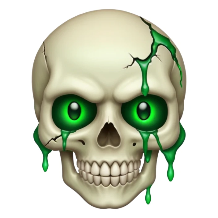 Bleeding skull with glowing green eyes and a sinister smile sticker