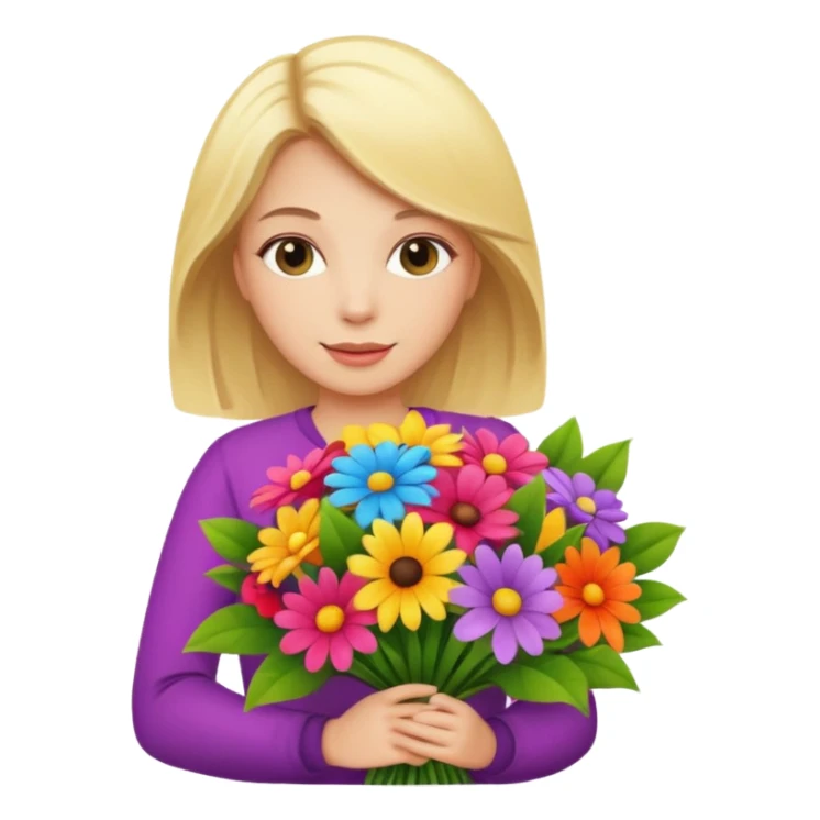 blonde woman with big bouquet of flowers sticker