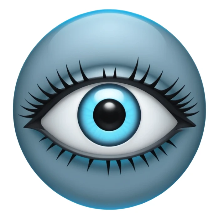 Minimal emoji, gothic futuristic eye, cold grey sclera, pupil replaced by a solid black number 8, occult cyber aesthetic, sharp clean lines, flat emoji design, centered, transparent background sticker