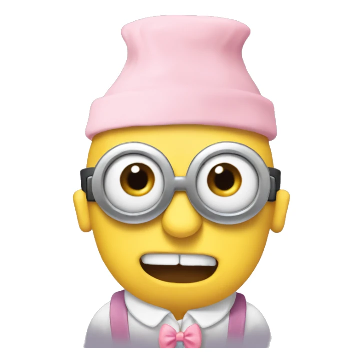 Minion with a light pink bow on the top on his head sticker
