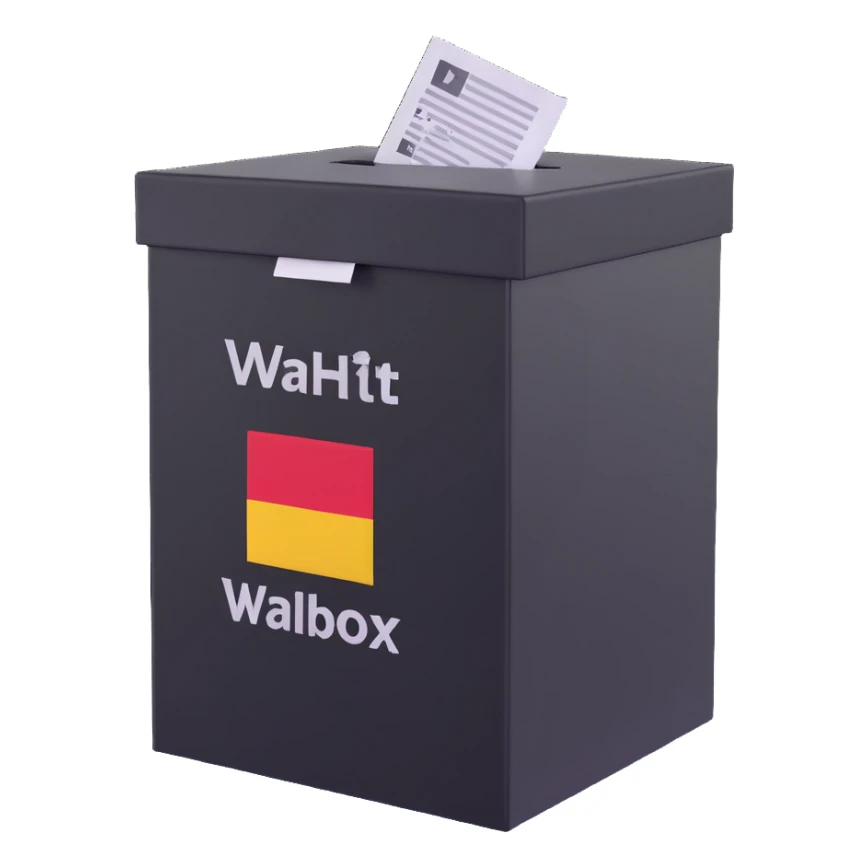 German Wahlbox with ballot paper sticker