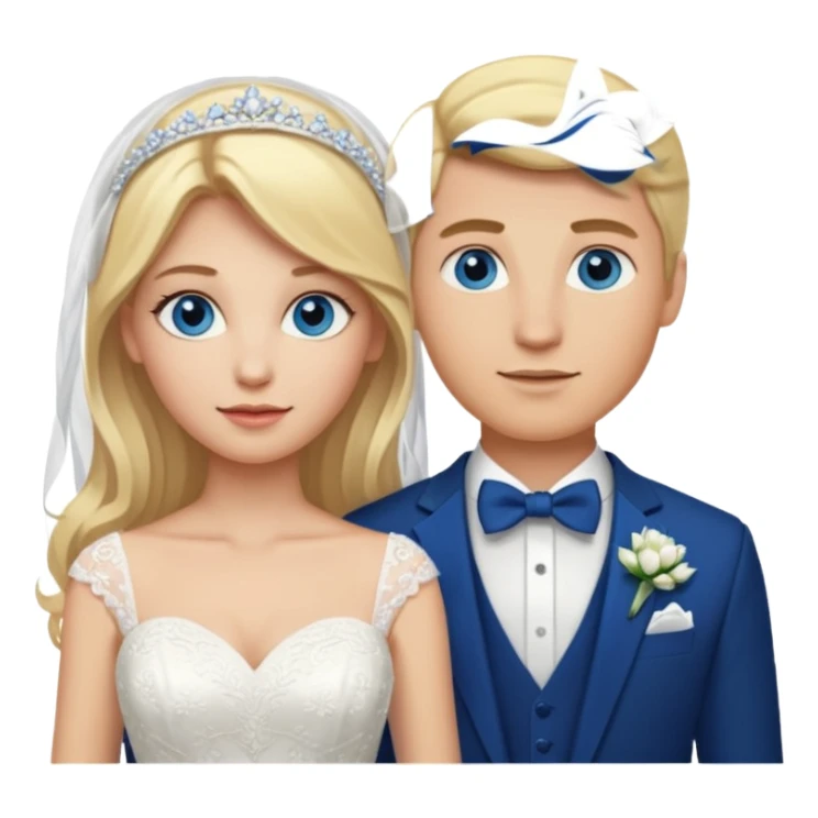 Blonde wife and blonde husband getting married Both Blue eyes sticker
