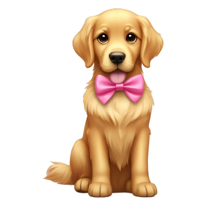 Cute golden retriever with a cute pink bow sticker