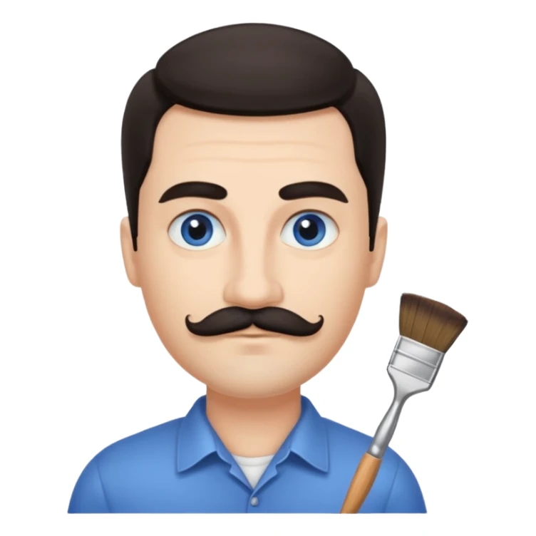 oval face with fair skin. His eyes were blue, and his eyebrows were dark and somewhat bushy. Above his upper lip he wore a small brush-like moustache, known as a "His hair was dark and sticker