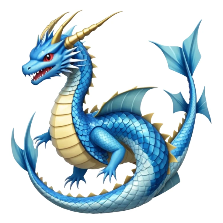 Gyarados from Pokemon, blue serpentine dragon sticker