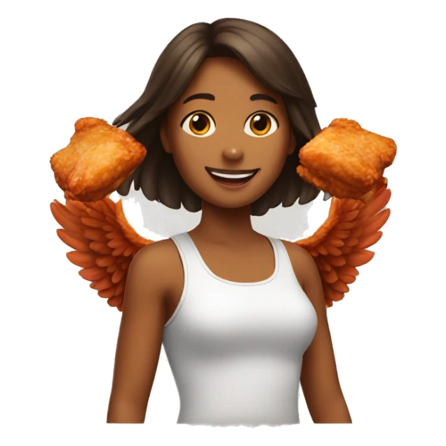 a girl flying with two bbq chicken wings on her back sticker