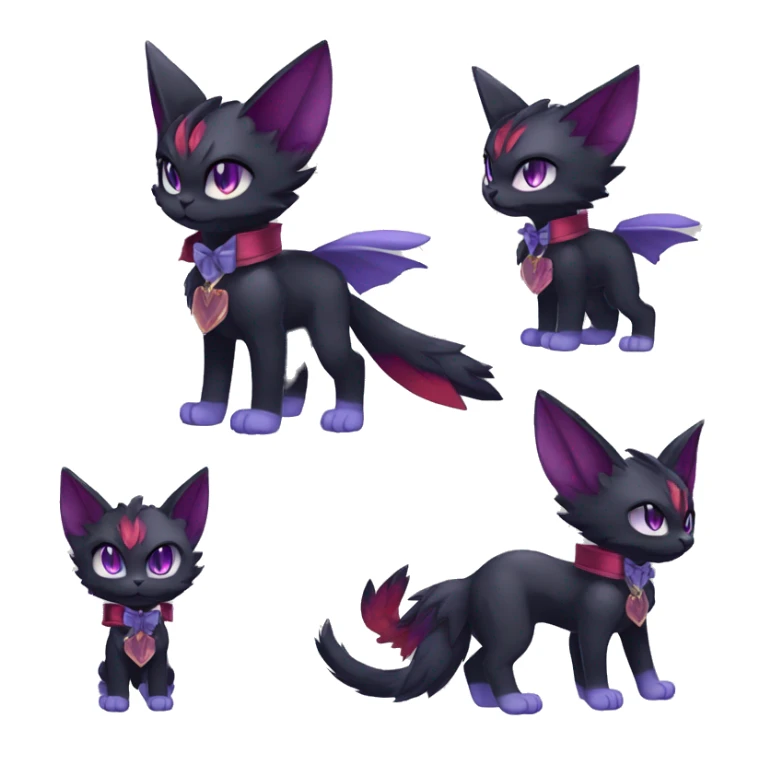 cool cartoon anthro edgy distinguished ethereal elegant beautiful fantasy black purple red ethereal fantasy nargacuga-Noivern-cat-Fakemon collar harness bow tie full body sticker