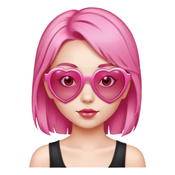 Girl with pink hair and heart sunglasses sticker