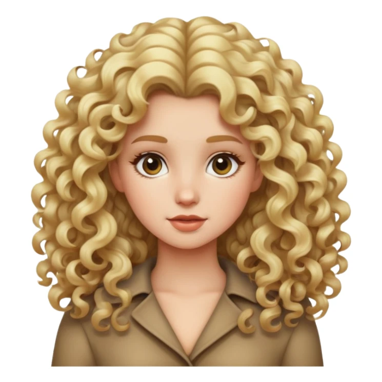A blonde girl which has a very big curly hair sticker