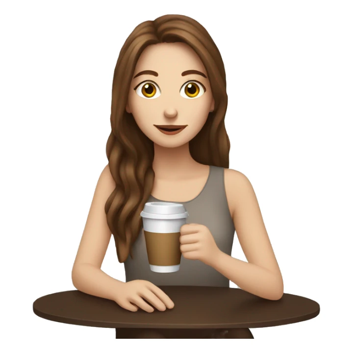 white girl with brown hair drinking coffee sticker