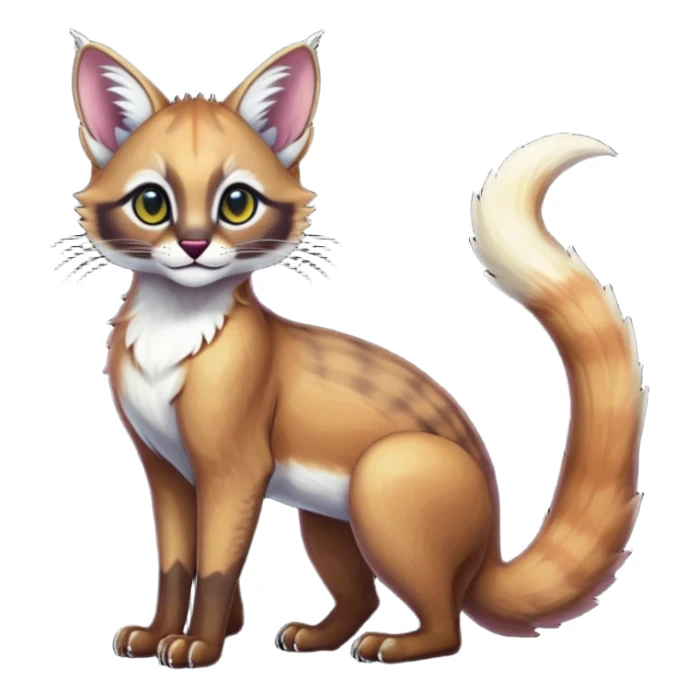 dark fruity white glorious iridescent divine exotic cute cool beautiful beautiful fantasy-caracal-civet-genet-sergal-vernid-Cacomistle-Trico-oncilla-animal-Fakémon-hybrid-fursona (full body) sticker