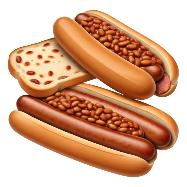 2 sausages with baked beans and a slice of bread sticker