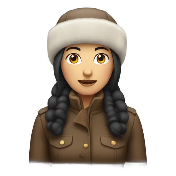 ushanka with black hair, brown eyes, woman. sticker