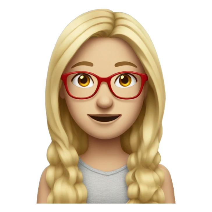 long blonde haired girl with freckles with RED glasses sticker