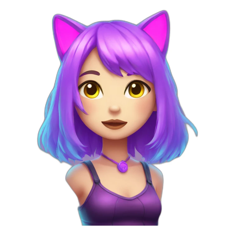 neon neko girl sticker