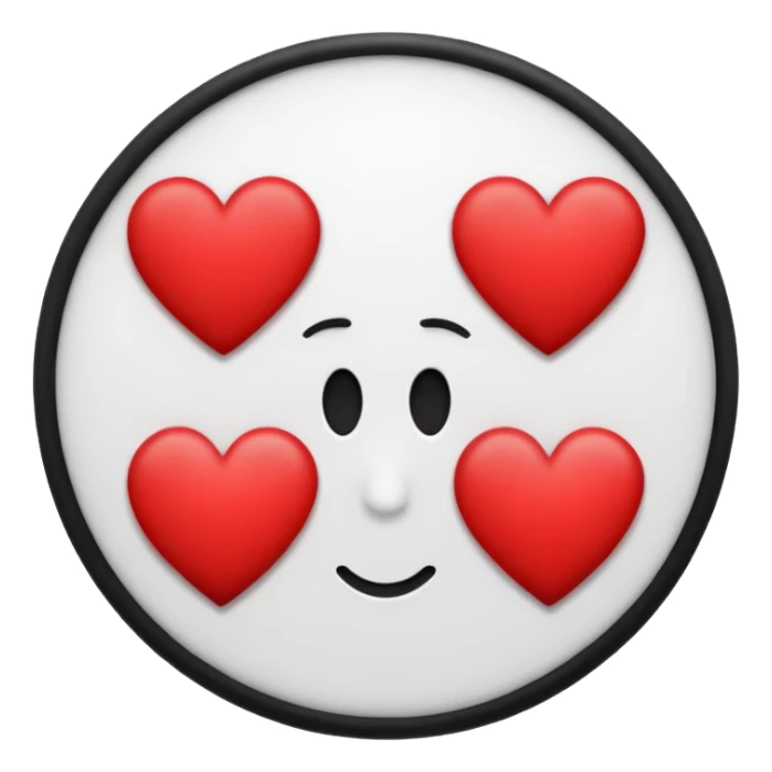 3 heart shape and 3 circular lines forming a circle of face  sticker