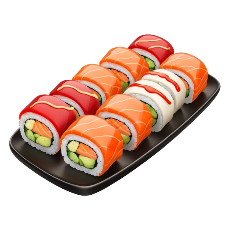 Sushi rolls with sauce restaurant style  sticker
