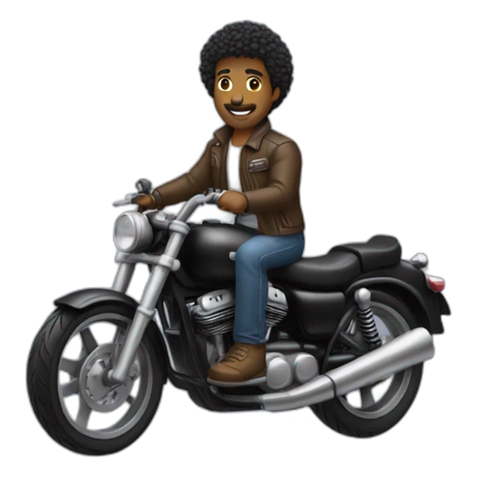 Homem  negro cabelo baixo pilotando uma moto sticker