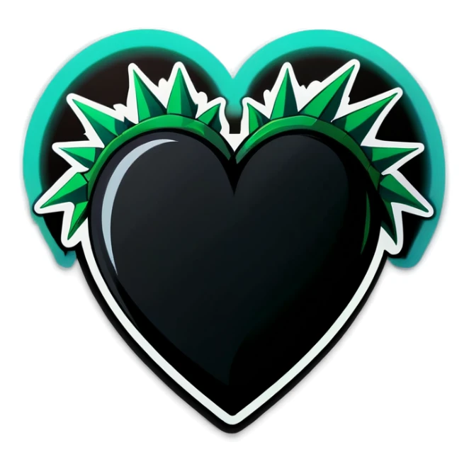 Black heart with green thorns holding it sticker
