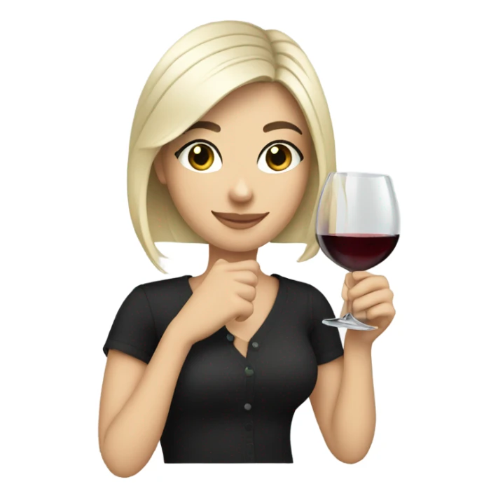 pretty white girl with black hair drinking wine sticker