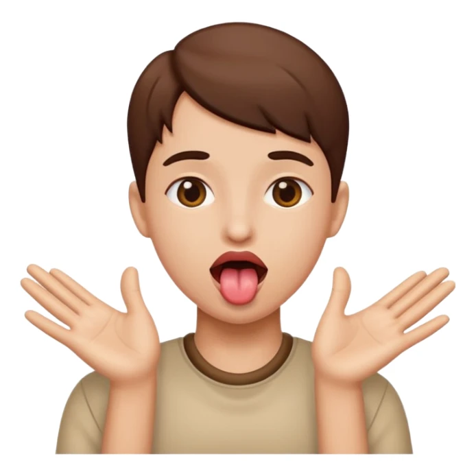 tongue out with hands to side sticker