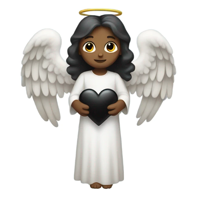 Angel holding a black heart sticker