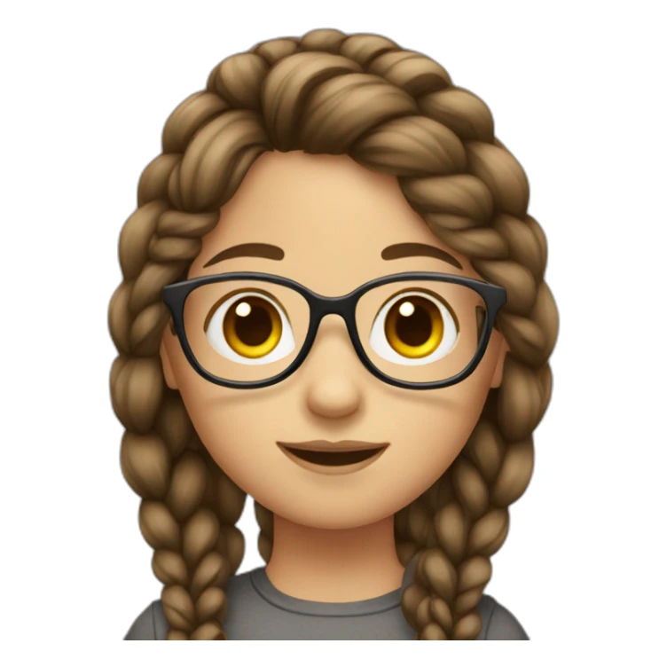 Girl with brown hair in a braid and bangs and glasses sticker