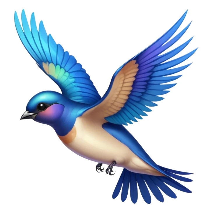 A swallow bird in flight, symbolizing freedom and agility, with wings spread wide and a streamlined body sticker