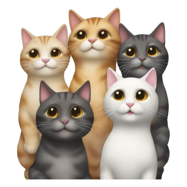 three girl cats and 3 boy cats in a conga line sticker