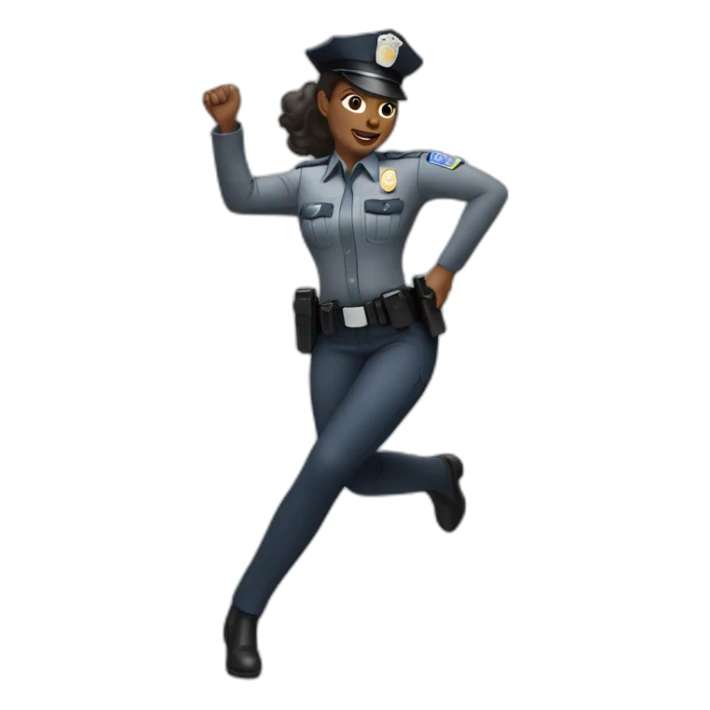 black police woman in light gray uniform dancing sticker