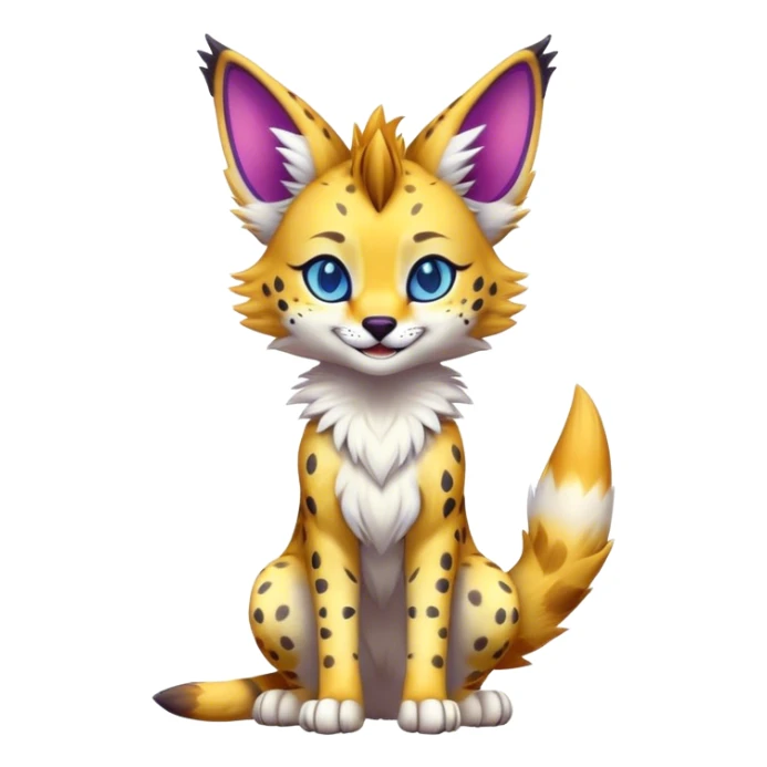 Cute Kawaii Epic Colorful Sergal-Serval-Vernid full body sticker