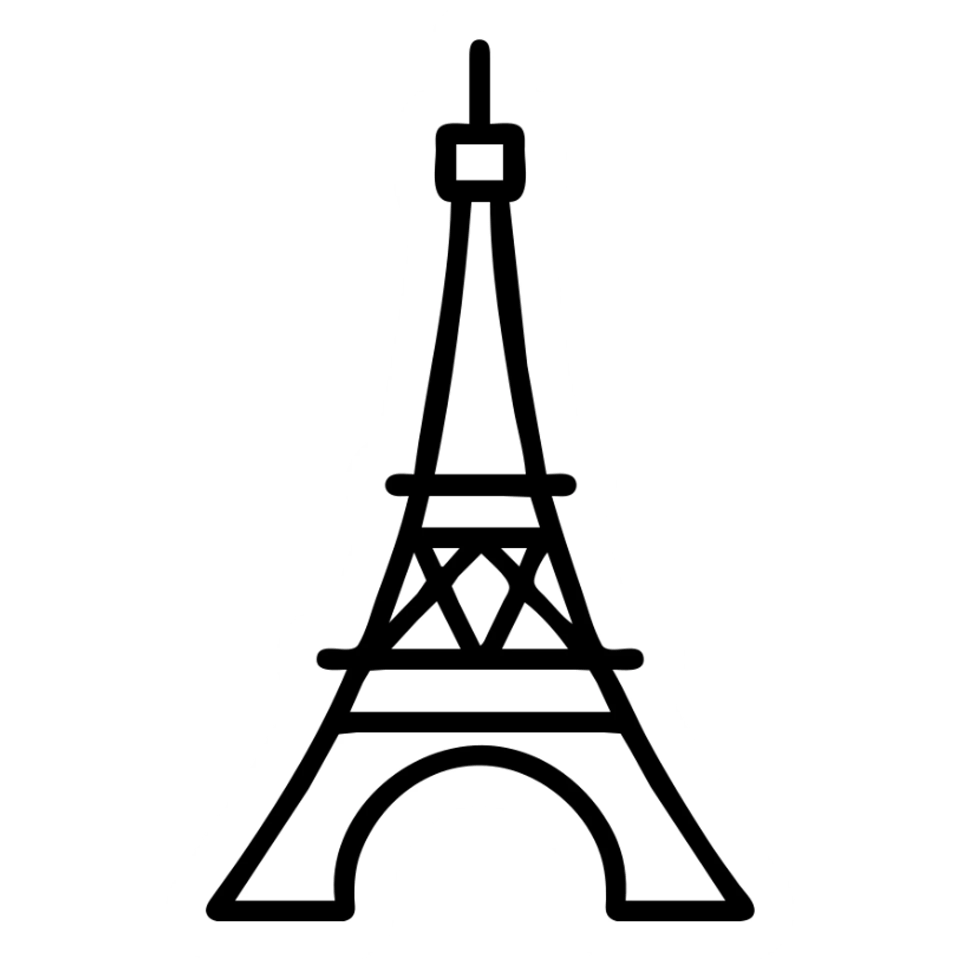 Eiffel Tower emoji, minimalist style, simple lines, white background sticker