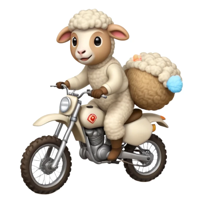 cartoon sheep on a dirt bike jumping sticker