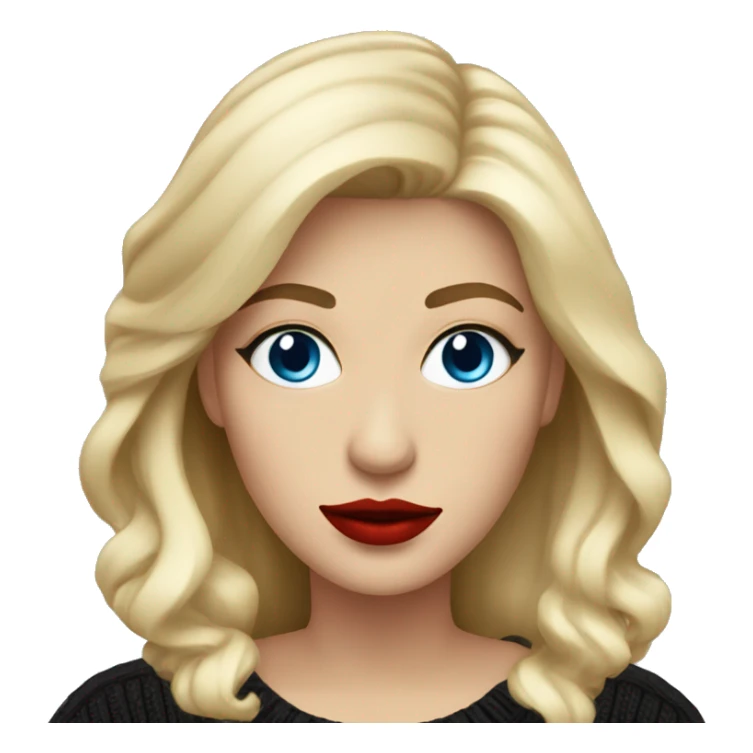 blondie woman with red lips and in black sweater and blue eyes sticker