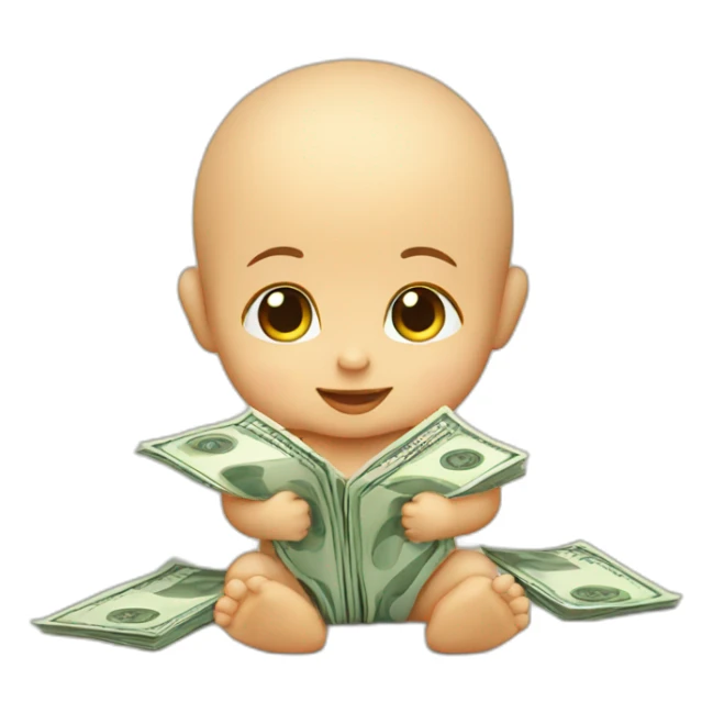 baby with money sticker