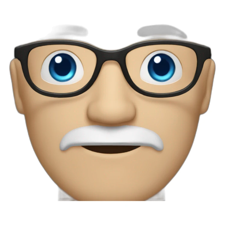 bald spanish white man with blue eyes and a beard around 50yo with glasses on the forehead sticker