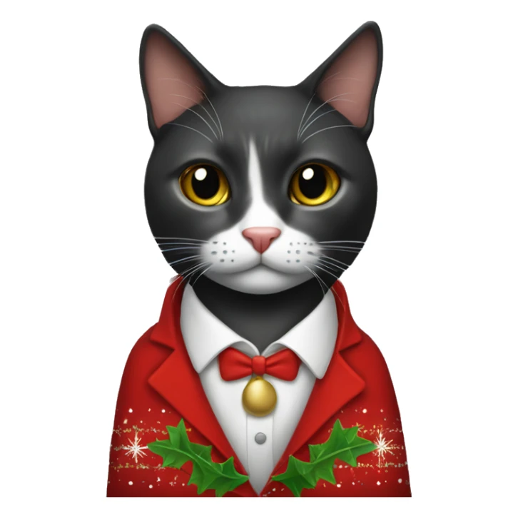 Gato negro con traje de navidad sticker