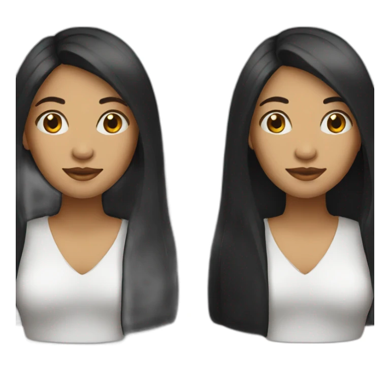 women with long straight black hair sticker
