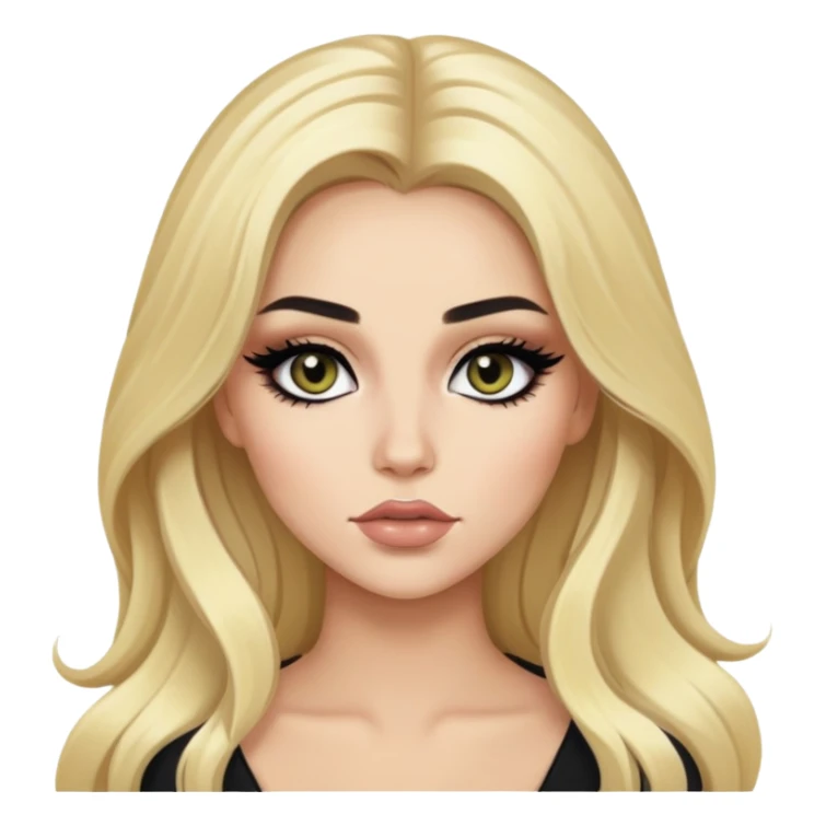 blonde baddie,pretty makeup, black eyeliner, long hair sticker