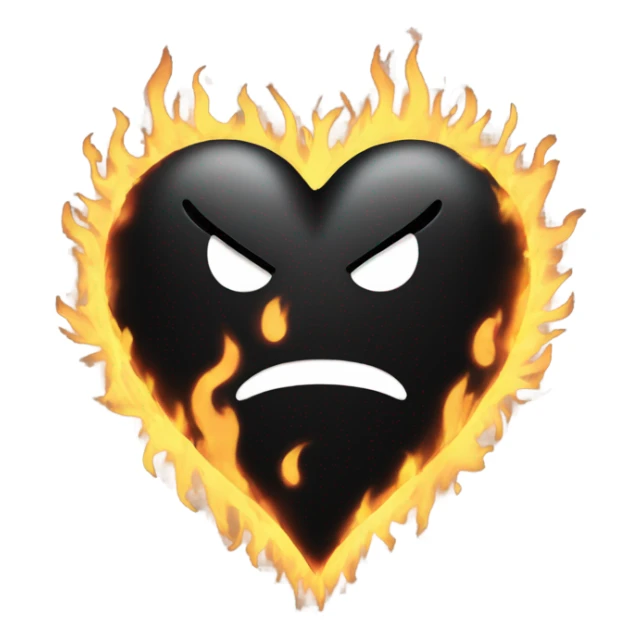 Black fiery heart sticker