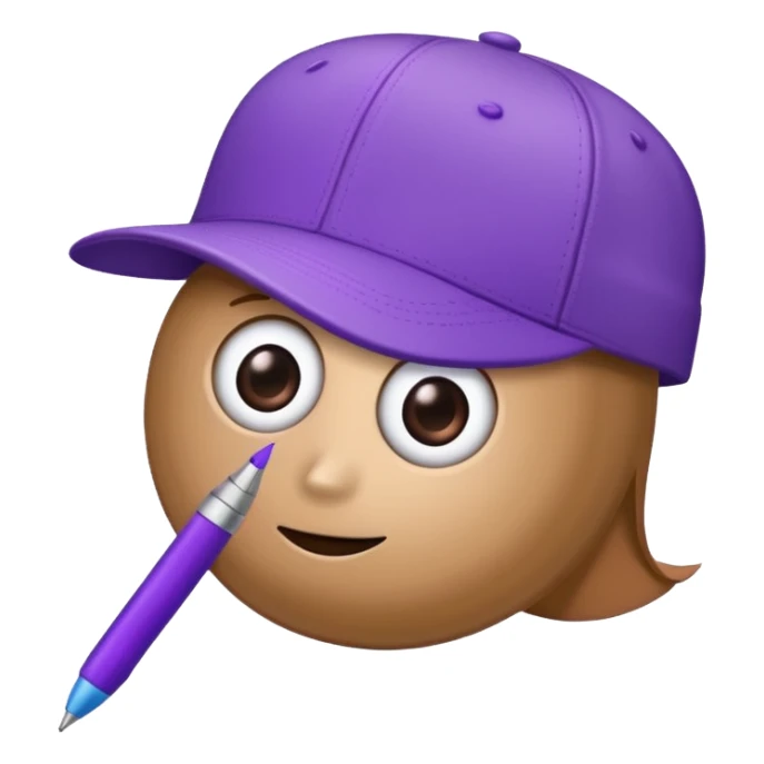 A plastic brown ball cap and the long rectangle purple. (With a pen) And looks like a BFDI style sticker