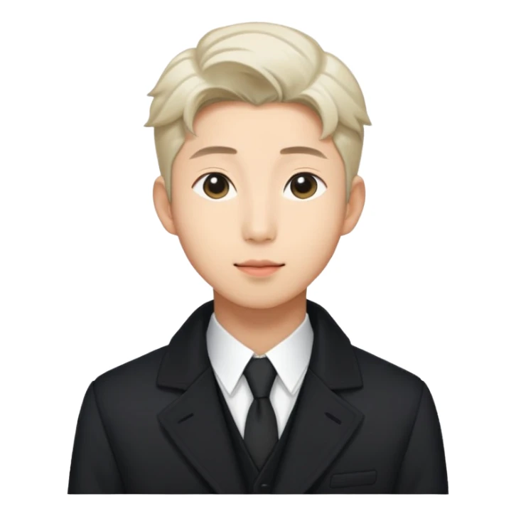 Kim namjoon  wearing black coat ,white shirt in formal way sticker