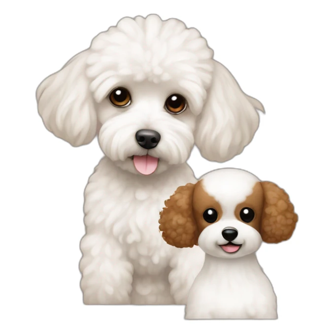 Brown toy poodle next to an all white Maltese sticker