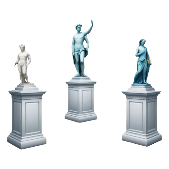 An icon featuring an elegant art gallery with classic paintings hanging on the walls, and sculptures displayed on pedestals. Visitors admire the exhibits, capturing the essence of culture, history, and art. Set against a transparent background. sticker