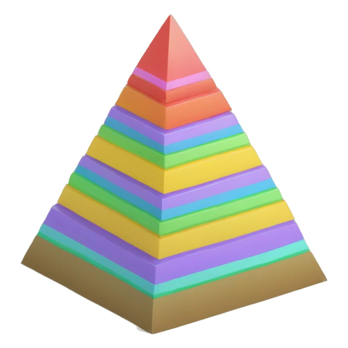 maslow pyramid in 3d isometric, colored with only five levels sticker