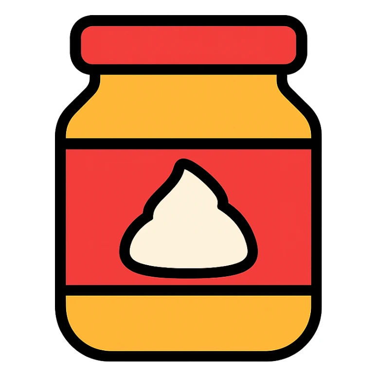 colored outline icon of a mayonnaise jar sticker